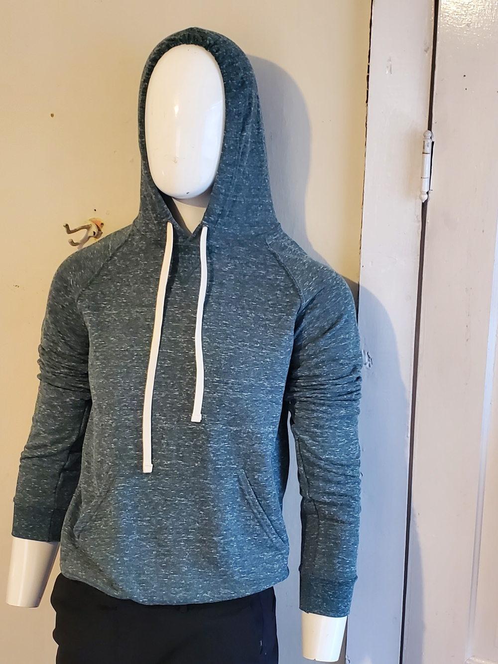 Jerzees Teal Marled Hooded Pullover with White Drawstrings